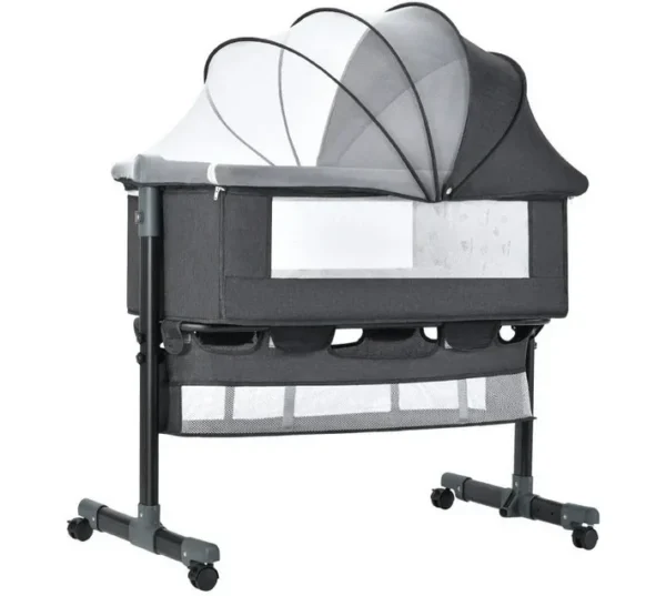 MHC 3-in-1 crib multifunctional convertible cradle (Fabric, Grey, Dark Blue) - Image 2